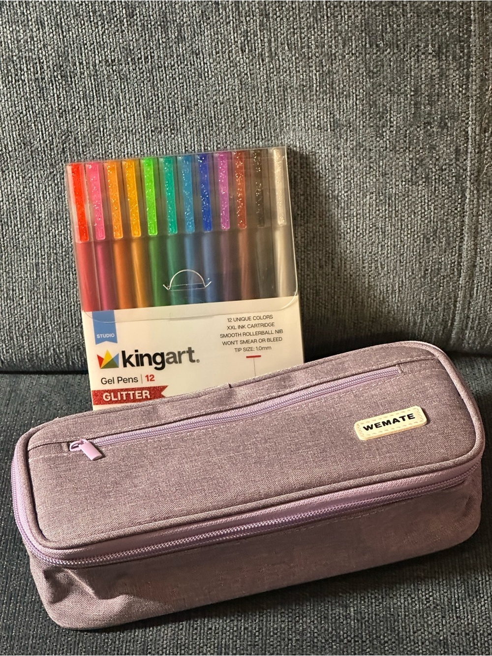 King Art Glitter Gel Pens & Wemate Pencil Case/Organizer
